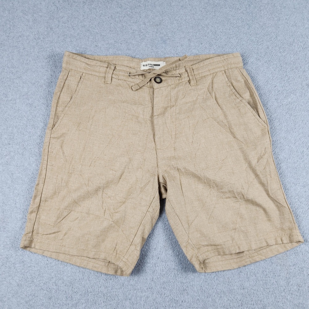 Hudson & Barrow Shorts Mens 32 Brown Regular Fit Drawstring Waist Casual Wear